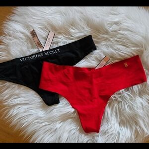 Victoria's Secret Size Medium Red and Black Thongs